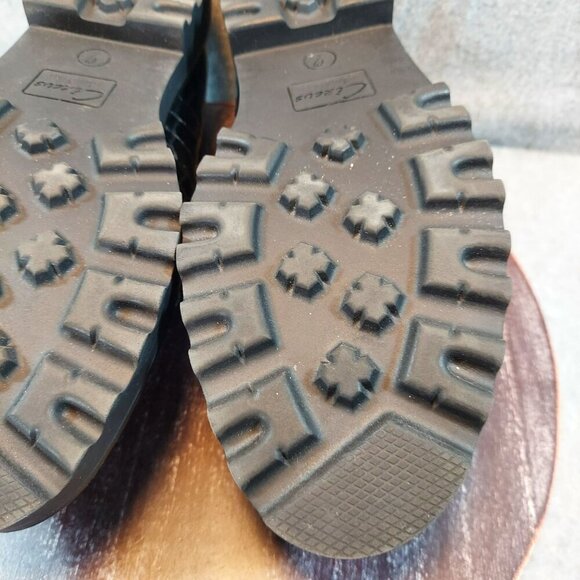 Circus NY Black Croc-Embossed Leather Loafers With Gold  Detail & Chunky Sole - Picture 13 of 16